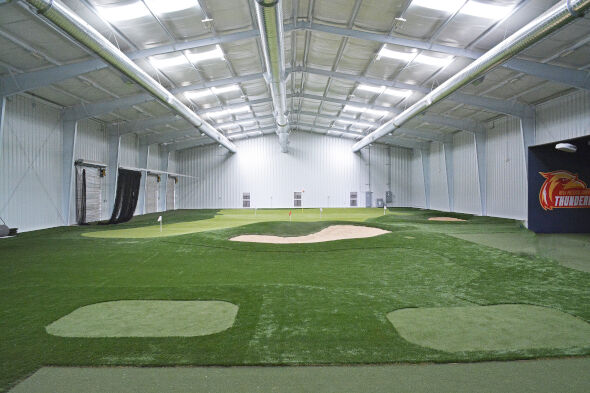 Flagstaff indoor putting facility with tee boxes